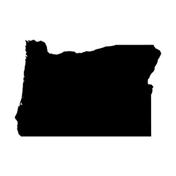 Oregon, state of USA - solid black silhouette map of country area. Simple flat Ilustração Stock