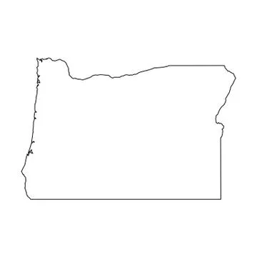 Oregon, state of USA - solid black outline map of country area. Simple flat Ilustração Stock