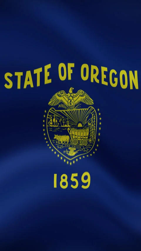 Oregon State Waving Flag in Vertical Orientation – Realistic Loop Animation Stock Footage 294949187