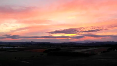 Oregon Sunset Aerial Drone Hyperlapse Stock Footage 145291916