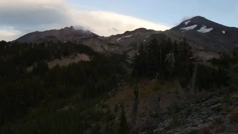 Oregon Time Lapse: Clouds move over North Sister and Middle Sister Video stock 146668357