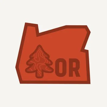 Oregon Trees and Map Outline Stock Illustration