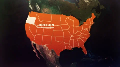 Oregon US State Satellite Map Animation V1 Stock Footage 304108827