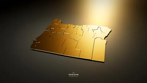 Oregon USA 3D state map in gold style 스톡 동영상 341172143