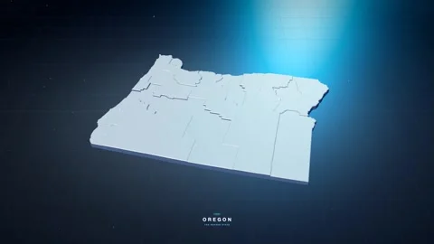 Oregon USA state map with glowing tech digital network style Stock Footage 340614153