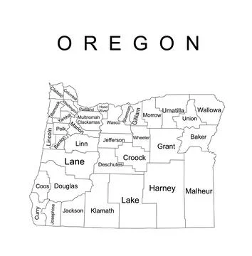Oregon vector map silhouette illustration isolated on white イラスト素材
