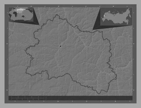 Orel, Russia. Bilevel elevation map with lakes and rivers イラスト素材