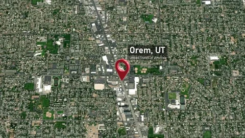 Orem City Map Zoom (UT, USA) from Space to Earth Video stock 296010991