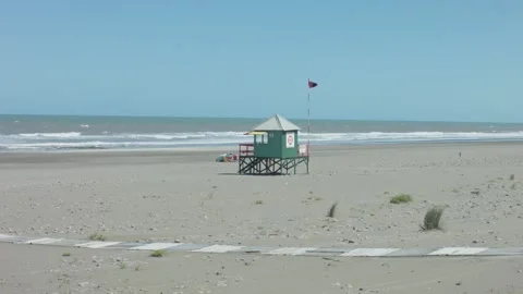 Orense  beach lifeguard post Stock Footage 148792632
