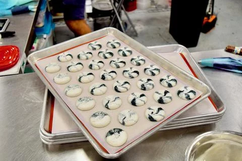 Oreo Macarons on the tray Stock Photos
