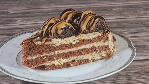 Oreo sandwich cookie consisting of two cocoa biscuits cake Stock Footage 284937801