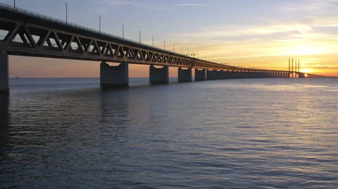 Oresundsbron at sunset. Stock Footage 62200999