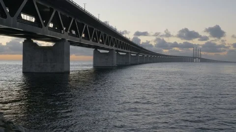 Oresundsbron at sunset. Stock Footage 82068116