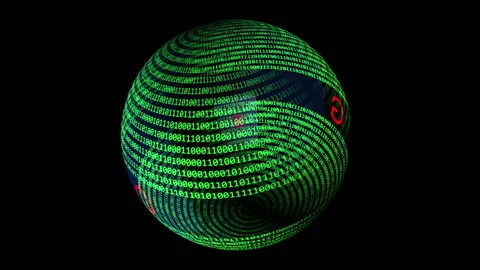 Org. text and binary data on rotating sphere Stock Footage 132292209