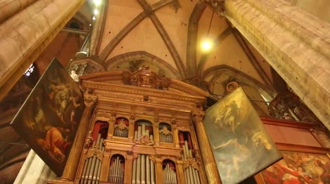 Organ inside Dome in Milan Stock Footage 40647590