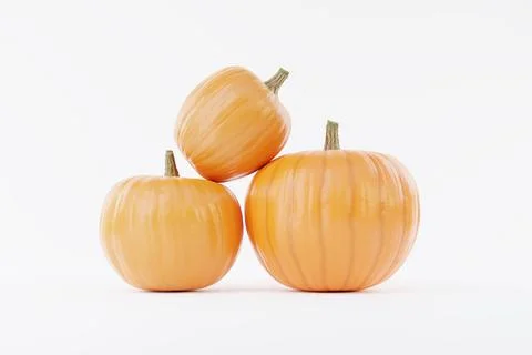 Organe Pumpkin In White Background 3D Rendering Mockup Illustrazione stock