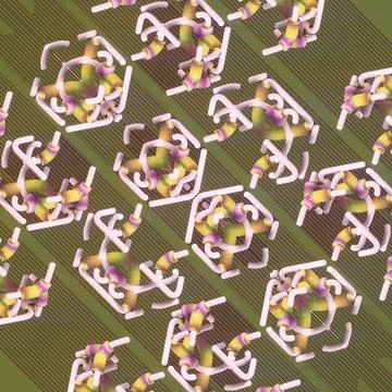 Organic 3D Abstract Pattern in Olive and Pink for Eco Tech Design 스톡 일러스트
