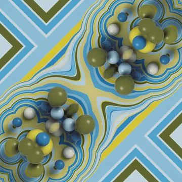 Organic 3D CGI Topography Render in Olive Green and Sky Blue Illustrazione stock