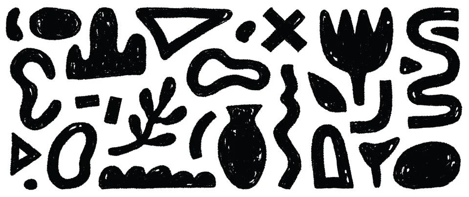 Organic abstract shape set. Abstract texture brush stroke elements. Organic blob Stock Illustration