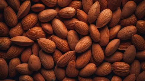 Organic Almond Nuts Horizontal Background. Stock Illustration