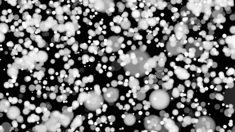 Organic animation of falling white particles on a black background. Depth of Video stock 236926163