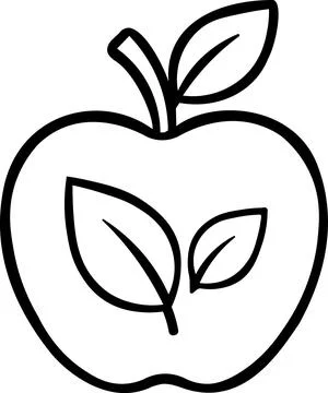 Organic apple fruit with green leaf emblem Stock Illustration