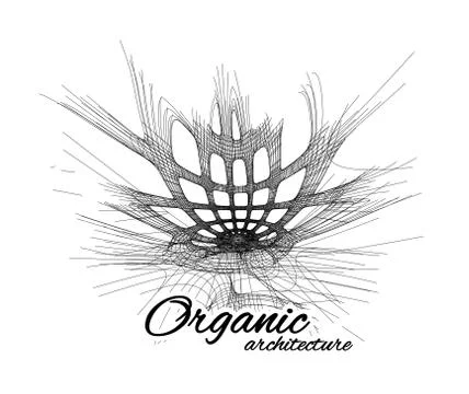 Organic architecture. The concept of unity with nature including smooth lines Stock Illustration