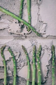 Organic asparagus with rustic background Stock Photos