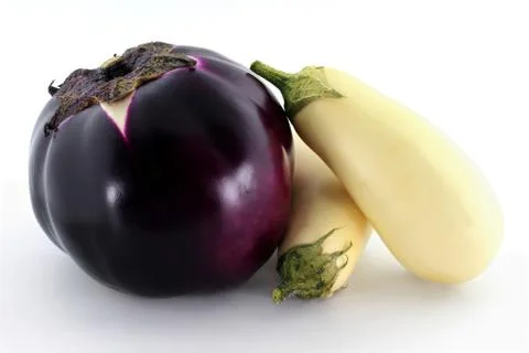 Organic assorted eggplants. Stock Photos