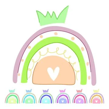Organic baby boho rainbow vector cartoon graphic Stock Illustration