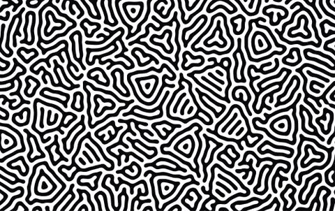 Organic background with rounded lines. Black and white vector trendy pattern Illustrazione stock