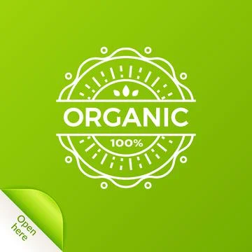Organic Badge with Open Here Element Stock Illustration