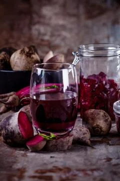 Organic beetroot products Stock Photos