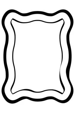 Organic Black Wavy Rectangle Frame with Soft Curved Outline Stock Illustration