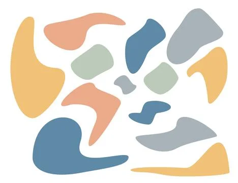 Organic blobs colored shape icon. Random abstract symbol. Sign bubble silho.. Stock Illustration