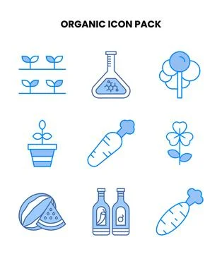 Organic Blue Bundle Icons Pack Stock Illustration