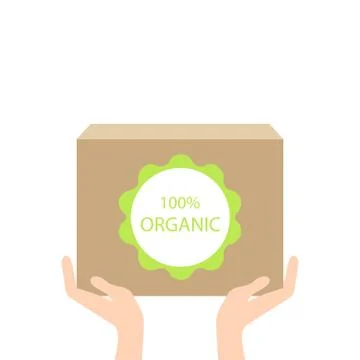 Organic box in hand,vector ecology concept Stock Illustration