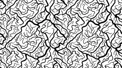 Organic brain texture pattern with thick black veins on white surface for a.. Stock Illustration