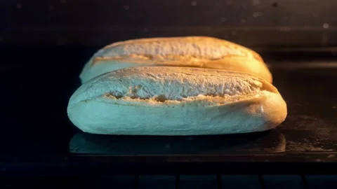 Organic bread baking in oven. Homemade fresh bread. Timelapse Vídeo Stock 336576709