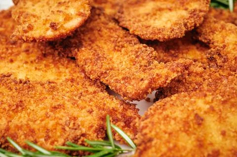 Organic breaded chicken cutlet Foto stock