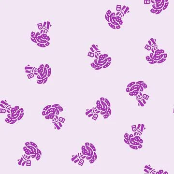 Organic broccoli glyph seamless pattern Stock Illustration