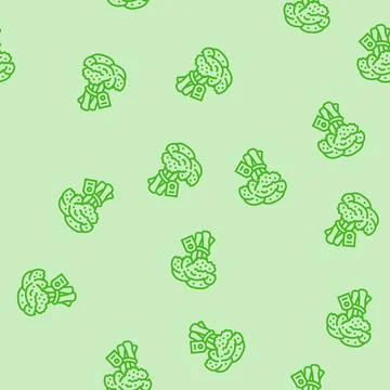 Organic broccoli line seamless pattern Stock Illustration