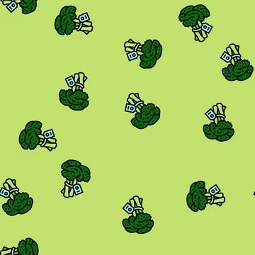 Organic broccoli vector seamless pattern Stock Illustration