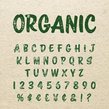 Organic brush script lettering font. Handwritten calligraphic alphabet. Ilustração Stock