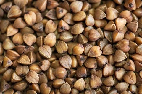 Organic Buckwheat Grain Macro Close Up Background Stock Photos