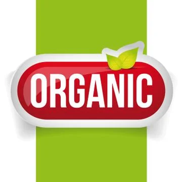 Organic button vector with leaves Stock Illustration