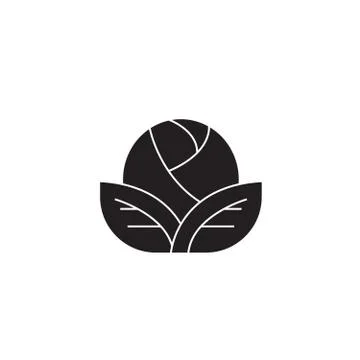 Organic cabbage black vector concept icon. Organic cabbage flat illustration Stock Illustration