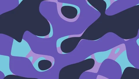 Organic camouflage-style pattern in navy, lavender, cyan with smooth transitions Stock Footage 310262432