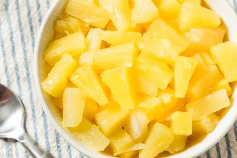 Organic Canned Pineapple Tidbit Chunks Stock Photos