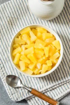 Organic Canned Pineapple Tidbit Chunks Stock Photos
